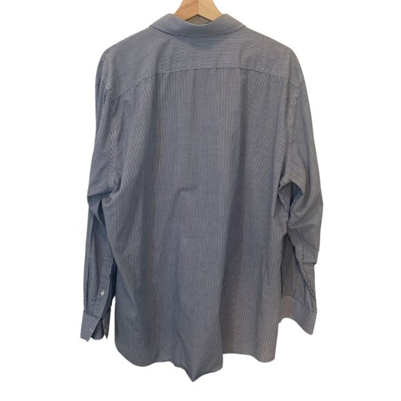Stafford Mens Button Down Dress Shirt Long Sleeve Blue/White Stripped Si… - Picture 2 of 9